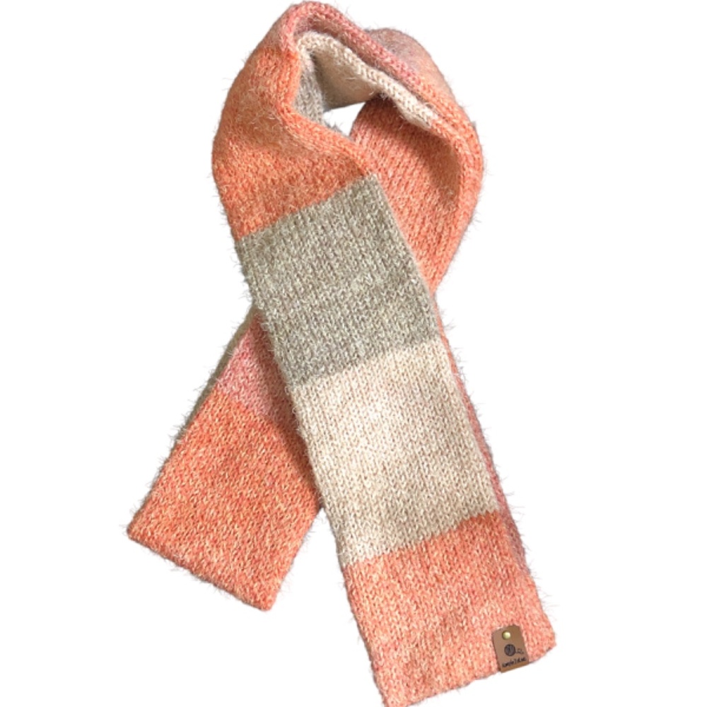 Extra Long Super Soft Color Block Fuzzy Scarf, Ribbed Winter Hand Knit Scarf